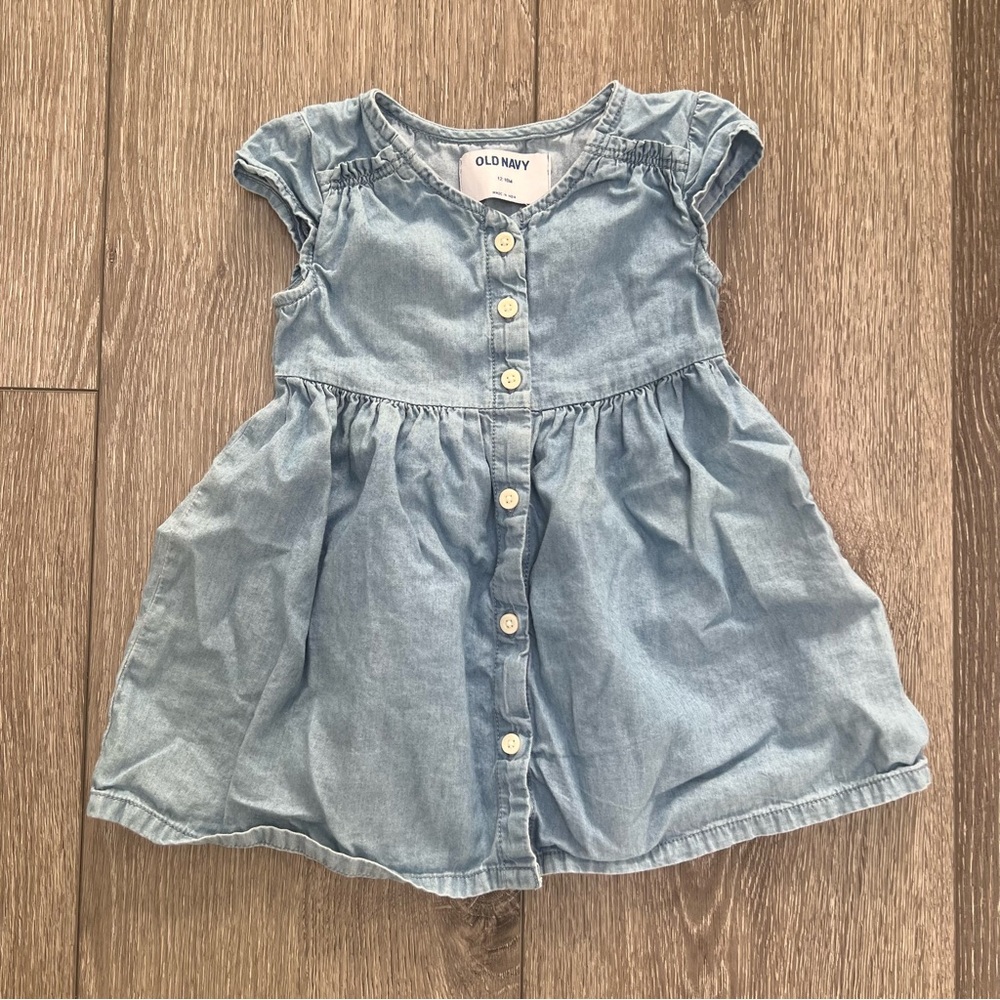 OLD NAVY DENIM CHAMBRAY BUTTON UP DRESS 12-18MO
